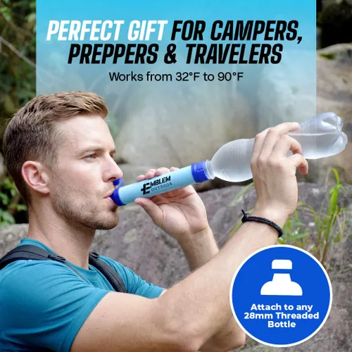Vista 7 de Paja de filtro de agua portátil, 2 popotes de agua para purificar el agua cuando acampas, senderismo, emergencia y desastre – Filtro de agua