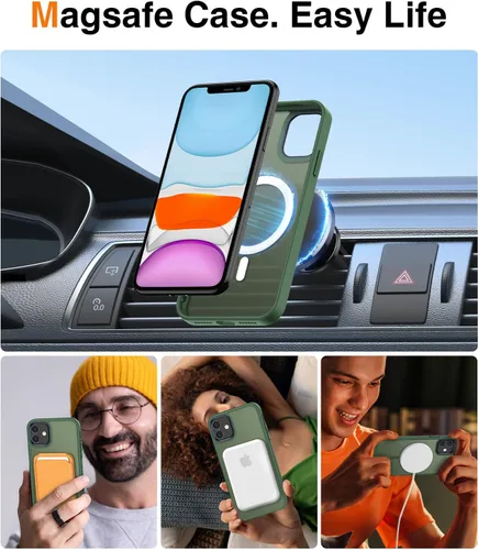 Vista 3 de Meifigno Funda magnética para iPhone 11, [protección de grado militar y compatible con Magsafe], policarbonato mate translúcido con teclas