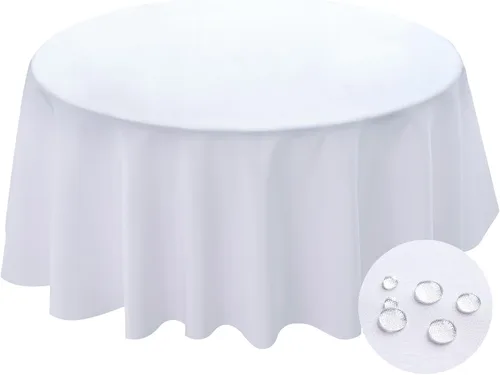 Vista 21 de BYDOLL Mantel redondo de 48 pulgadas para la parte superior de un máximo de 38 pulgadas de diámetro, color beige, lavable, al aire libre, resistente