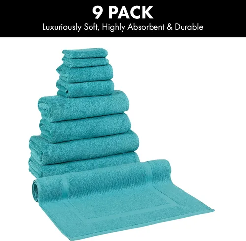 Vista 2 de Toallas turcas clásicas prémium juego de toallas suaves – Incluye toallas de baño de gran tamaño, toallas de baño, toallas de mano, toallas de baño