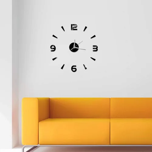 Vista 3 de Reloj de pared DIY sin marco, efectos 3D, elegante reloj de pared decorativo, reloj de pared moderno, calcomanía de pared, decoración de oficina