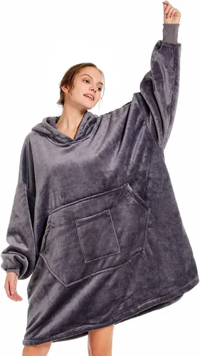 Vista 8 de REDESS Blanket Hoodie Sweatshirt, Wearable Blanket Oversized Sherpa with Sleeves and Giant Pocket, Cozy Hoodie for Adult Kids