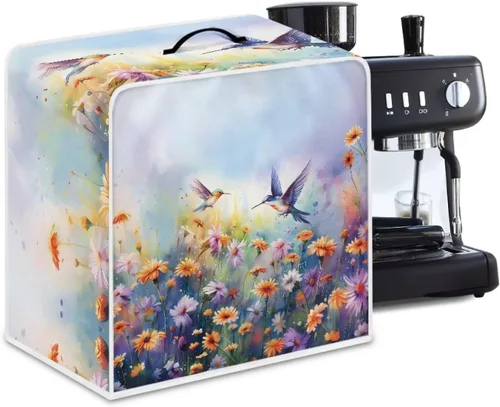 Vista 26 de DISNIMO Cubierta antipolvo para cafetera de mariposa azul, fundas para máquina de hacer café de cocina con mango superior, cubierta