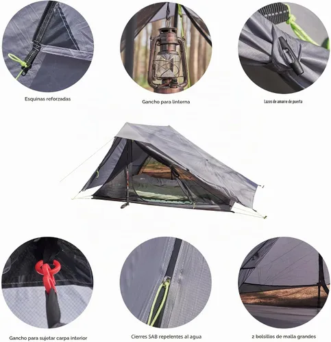 Vista 3 de Altair Dos - Tienda de campaña ultraligera para 2 personas, impermeable, compacta, 3 estaciones, refugio de doble pared para mochileros, camping