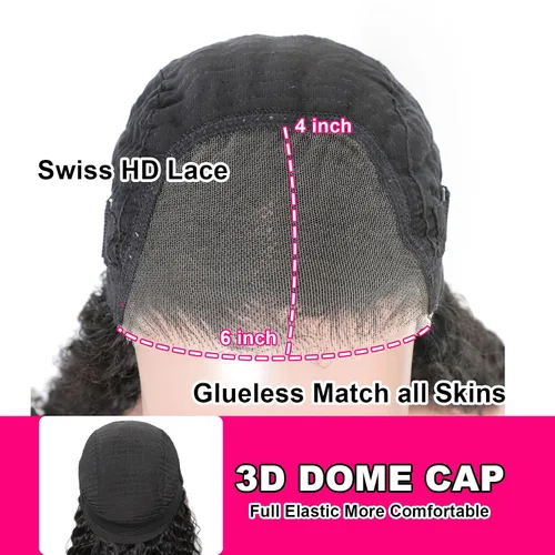 Vista 6 de ISEE Wear and Go - Pelucas de cabello humano sin pegamento, peluca de cabello humano prearrancado con ondas profundas, pelucas de cabello humano
