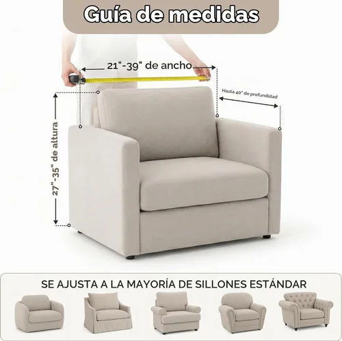 Vista 3 de PAULATO BY GA.I.CO. Funda para Silla - Funda para Sillón - Funda para Sillón - Funda de Tela Suave - Protector de Muebles Elegante de Ajuste Ceniza