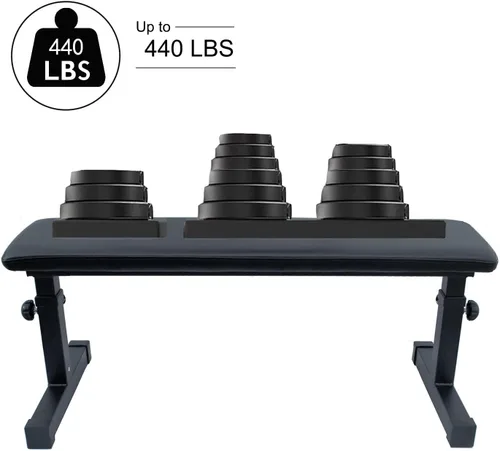 Vista 3 de Icoud - Banco de peso plano para entrenamiento de altura ajustable para entrenamiento de fuerza y fitness