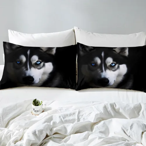 Vista 4 de Juego de funda de edredón para perros y mascotas, para niños, niñas, adolescentes, con temática de animales en 3D, funda de edredón transpirable
