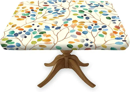 Vista 27 de Mantel cuadrado geométrico, ajustable, color turquesa, verde azulado degradado, con borde elástico, resistente a derrames y manchas, para mantel