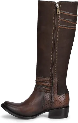 Vista 4 de Cuadra Botas altas para mujer en piel auténtica con cremallera marrón