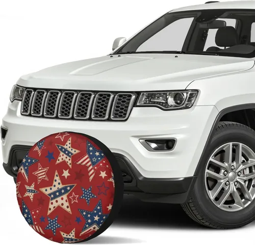 Vista 4 de Spare Tire Cover Vintage American Flag for Rv Trailer American Stars Red