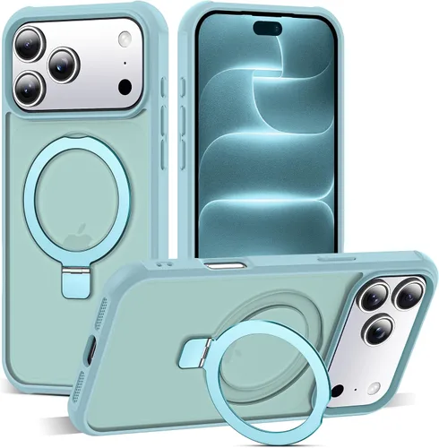 Vista 13 de SKYLMW - Funda compatible con iPhone 11 de 6.1 pulgadas, con soporte magnético invisible tipo anillo, funda translúcida de grado militar, compatible
