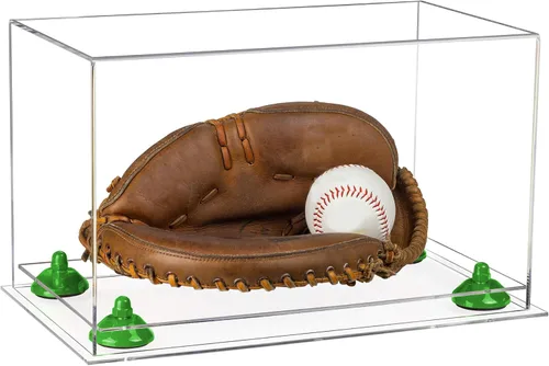 Vista 91 de Better Display Cases Vitrina de guantes de béisbol de acrílico transparente con elevadores negros (A011/V16)
