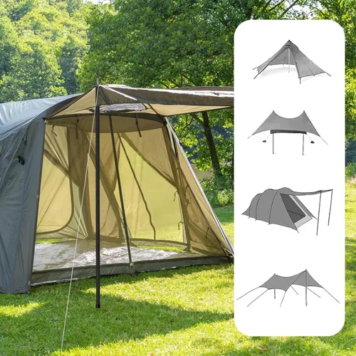 Vista 6 de SANLIKE Postes de aluminio para lona – 75 pulgadas postes plegables para toldos, toldos, moscas de lluvia, refugio – 2 juegos (5 secciones)