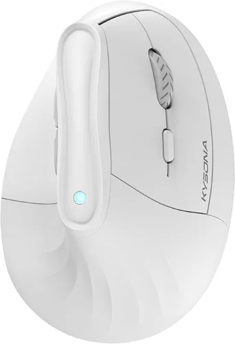 Vista 9 de KYSONA Ratón ergonómico inalámbrico, mouse vertical Bluetooth, DPI ajustable de 5 niveles, ratones con interruptor silencioso de 2.4 G para Windows