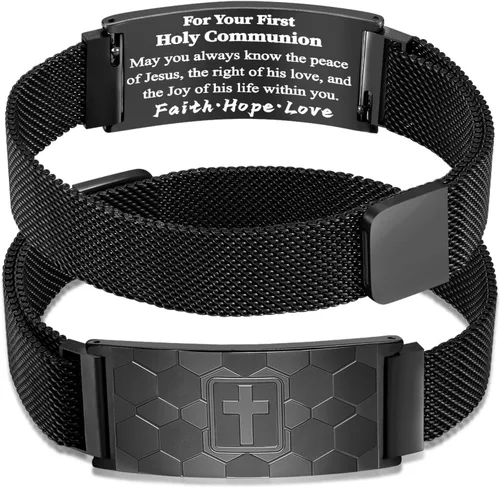 Vista 18 de Regalos de graduación, pulsera de fútbol, fútbol, baloncesto, béisbol, regalos de pulsera, pulseras de cruz de fe para hombres, bautismo, primera