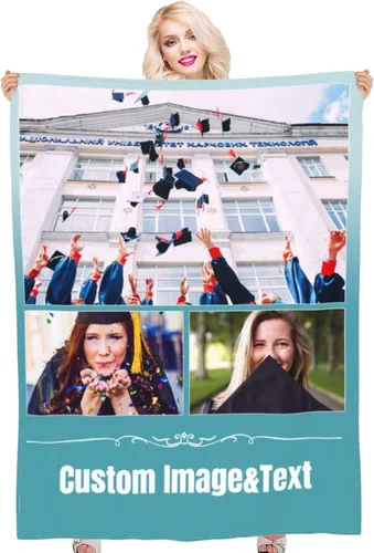 Vista 18 de Manta de fotos personalizada con texto fotográfico, mantas personalizadas, regalos personalizados para cumpleaños, aniversario, graduación