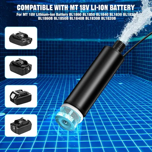 Vista 8 de Bomba de agua para Makita Battery 18V LXT, bomba sumergible portátil, pequeña bomba eléctrica inalámbrica de transferencia de agua de 500 GPH