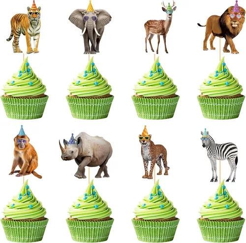 Vista 42 de 48 piezas de decoración de cupcakes de dinosaurio rugido dinosaurio decoración de pastel de cumpleaños para temática de dinosaurio, suministros