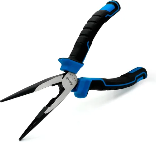 Vista 6 de Alicates de punta de aguja de mandíbula lisa, alicates de punta larga de acero de alto carbono sin dentar de 4.8 pulgadas para fabricación de joyas