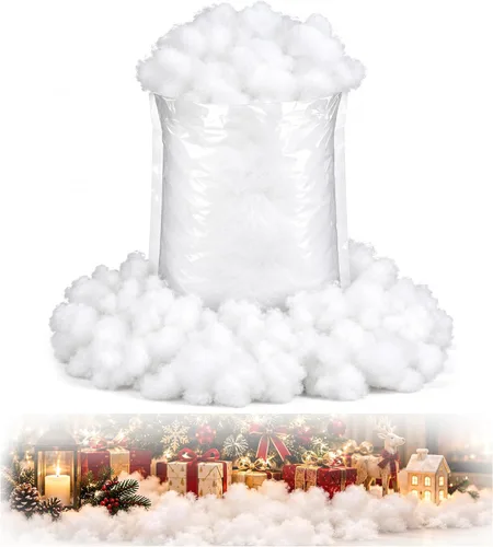 Vista 9 de Pelusa artificial de nieve falsa para decoración de pueblo navideño y nubes