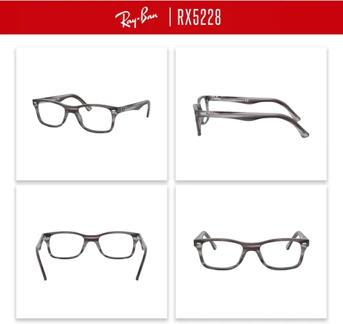 Vista 3 de Ray-Ban RX5228 - Lentes cuadrados para hombre y mujer + paquete con kit de gafas de diseñador iWear