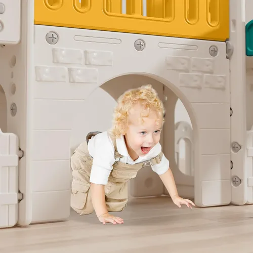 Vista 3 de Sistema de juego para patio de recreo, tobogán 10 en 1 para niños, juego de columpio/tobogán, para interiores para niños pequeños de 1 a 3 años