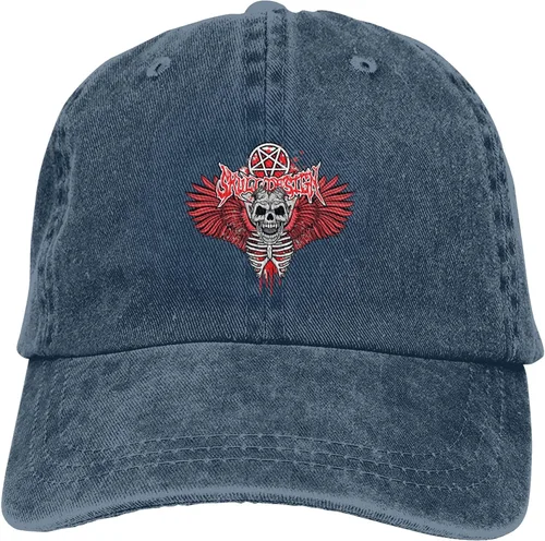 Vista 9 de Cowboy Hat Trendy Hats for Man and Women Djustable Four Season Outdoor Baseball Cap of Hell Skull with Angel Navy Blue