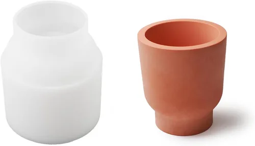 Vista 11 de Moldes redondos para tarros de velas, moldes de silicona cilíndrica creativa, moldes para hacer botellas redondas de rayas de hormigón
