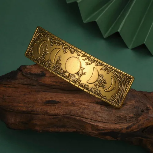 Vista 2 de Dreamtimes Pinza para el cabello vintage retro bosque fase lunar grande hecha a mano pasador de metal francés pinza de protección horquilla