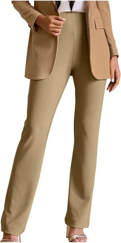 Vista 5 de JEGULV Pantalones de vestir para mujer, cintura alta, elásticos, corte de bota, pantalones de yoga de pierna ancha, pantalones sueltos para yoga
