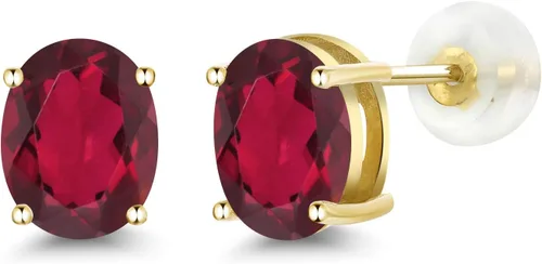 Vista 161 de Gem Stone King Aretes de oro de 14 quilates con piedra natal ovalada de 0.315 x 0.236 in Aretes de oro para mujer