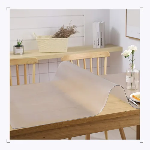 Vista 3 de Mantel transparente mate que no se encoge, protector de PVC de 0.079 pulgadas de grosor, protector de cubierta de mesa de comedor de cocina