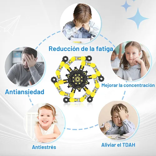 Vista 4 de Fidget Spinners Transformables, 8 Piezas de Juguetes Sensoriales Divertidos para Adultos, Cadena Deformable DIY Robot Spinner, Juguete Giroscopio