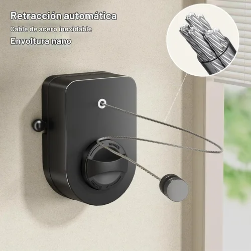 Vista 4 de Mustorn Tendedero retráctil para interiores, línea de ropa para exteriores que no se hunde, línea de ropa resistente para secar la ropa, línea