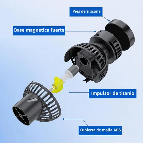 Vista 7 de Bomba de Circulación de Acuario de 1050 GPH Generador de Olas Cabezal de Potencia con Montaje Magnético Succión Azul
