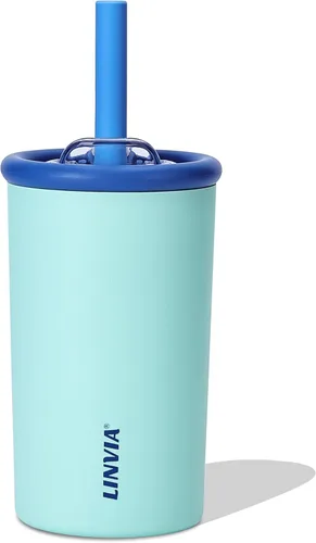 Vista 14 de Vaso de caramelo, botella de agua aislada de acero inoxidable de 25 onzas, tapa 2 en 1 con popote flexible, sin BPA, apto para vasos, apto
