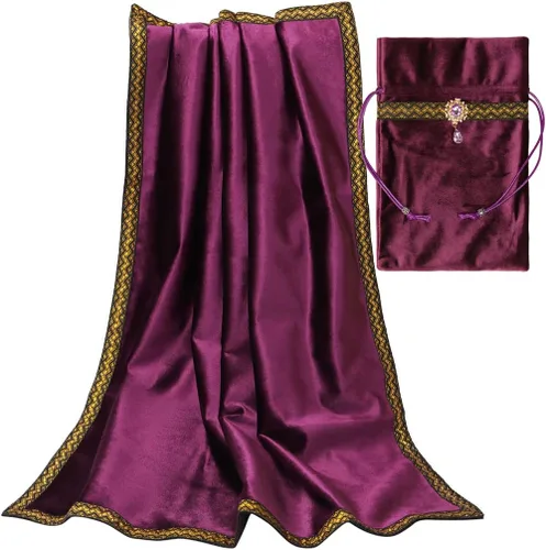 Vista 10 de BLESSUME Wizard Tarot Mantel y bolsa Cuadrado Azul Tarot Paño Negro