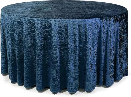 Vista 19 de YOUR CHAIR COVERS - Mantel redondo de terciopelo aplastado de 120 pulgadas para mesas redondas de 5 pies - Negro