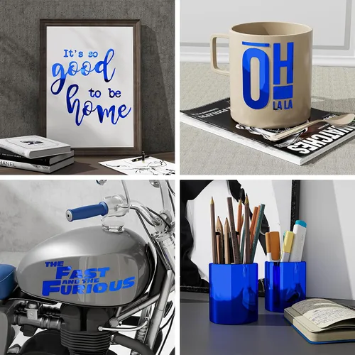 Vista 6 de VEELIKE Papel tapiz de vinilo metálico azul brillante de 15.7''x118'', despegar y pegar, vinilo espejo azul no reflectante, rollo de vinilo adhesivo