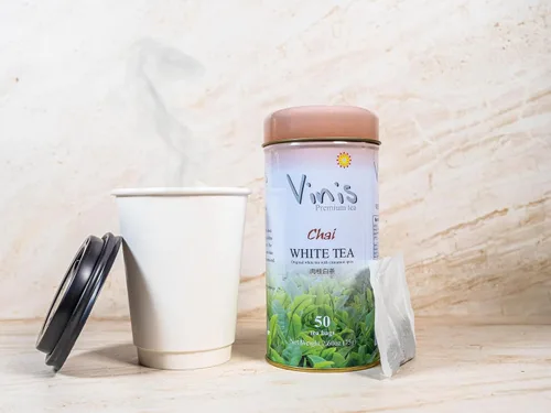 Vista 3 de Vinis Caja de té blanco Chai prémium de 6 latas (50 bolsas de té por lata) (té blanco Chai)