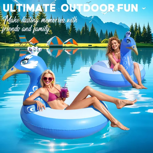 Vista 6 de DeeprBetter Flotador inflable de pavo real para piscina, flotadores inflables de piscina, flotadores de piscina de animales grandes para adultos