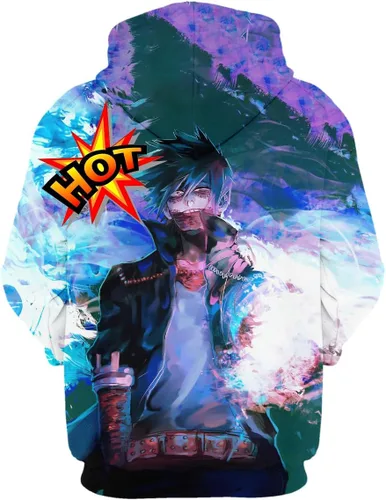 Vista 2 de Sudadera con capucha con estampado 3D de anime, unisex, con bolsillos, suave, cálida, para cosplay
