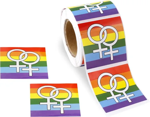Vista 12 de Pegatinas de bandera bisexual para el mes del orgullo - Venta al por mayor Bi-Pride en un rollo (2 rollos - 500 calcomanías)
