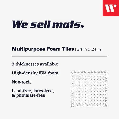 Vista 2 de We Sell Mats - Baldosas multiusos de espuma EVA con un grosor de 0.5 pulgadas, alfombrillas entrelazadas para gimnasios de interior y para el hogar