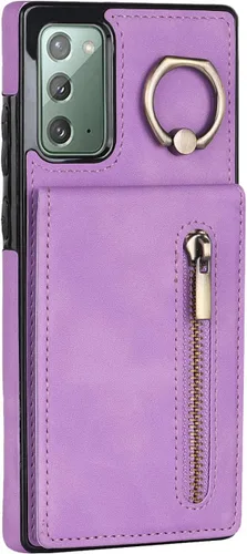 Vista 8 de Asuwish Funda de teléfono para Samsung Galaxy Note 20 5G con protector de pantalla de vidrio templado y cremallera RFID tarjetero soporte de anillo