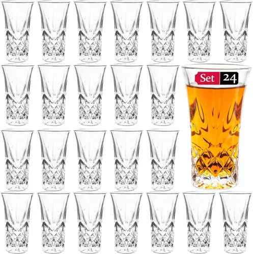 Vista 6 de JAIEF Vasos de tequila con base pesada, vasos cordiales de vidrio de chupito, 2 oz (3)