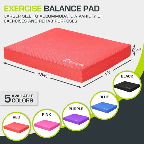 Vista 2 de ProsourceFit Almohadilla de equilibrio para ejercicios: alfombrilla de espuma antideslizante acolchada grande y rodillera para fitness, Rojo