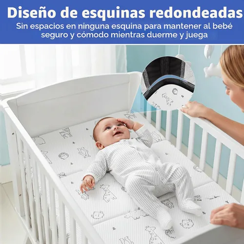 Vista 6 de Colchón triple Pack and Play, 38x26 Elefante-02