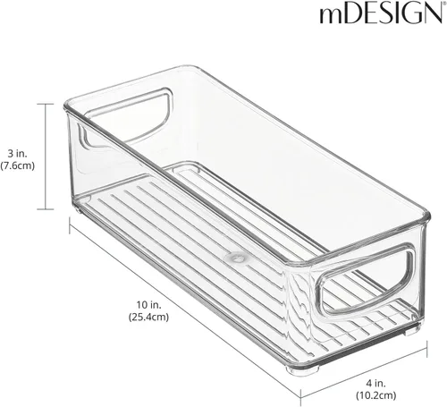 Vista 3 de mDesign - Contenedores pequeños de plástico para almacenamiento de oficina con asas para organización en gabinete de archivos, estante de armario